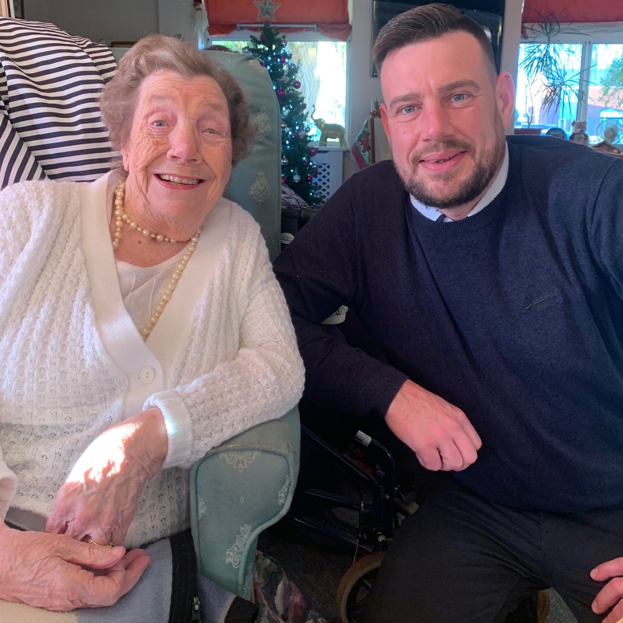 Adam chats to a lovely resident who cut the ribbon on opening.